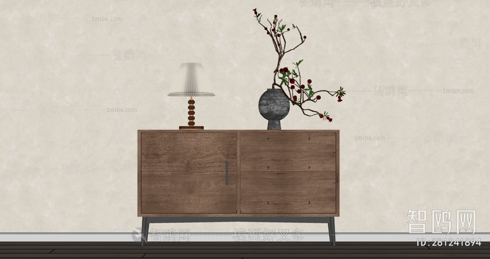 Wabi-sabi Style Side Cabinet