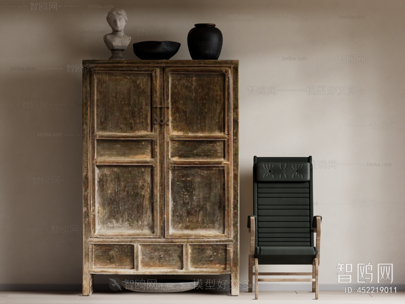 Wabi-sabi Style Side Cabinet