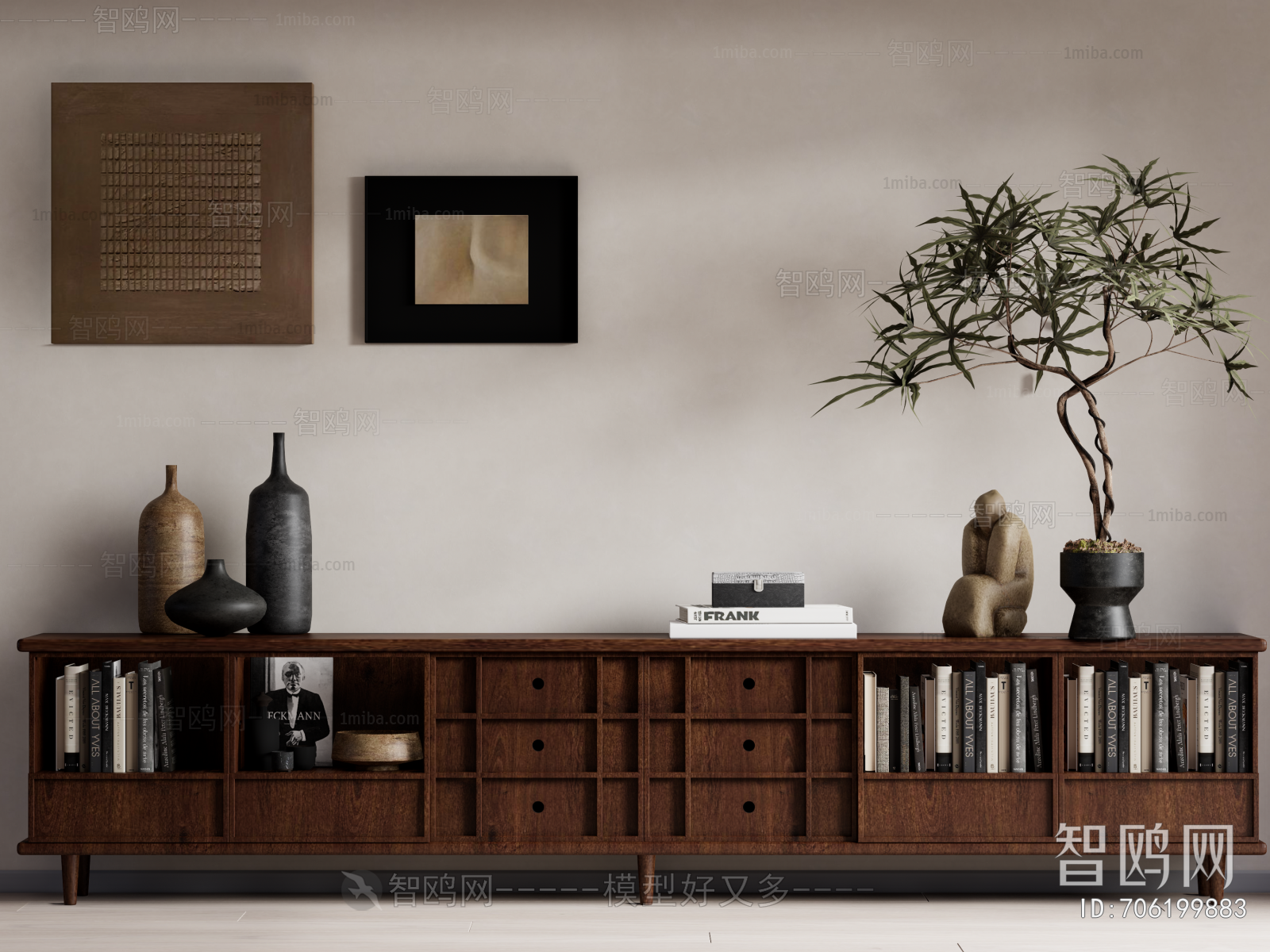 Wabi-sabi Style Side Cabinet