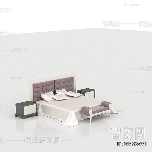 Simple European Style Double Bed