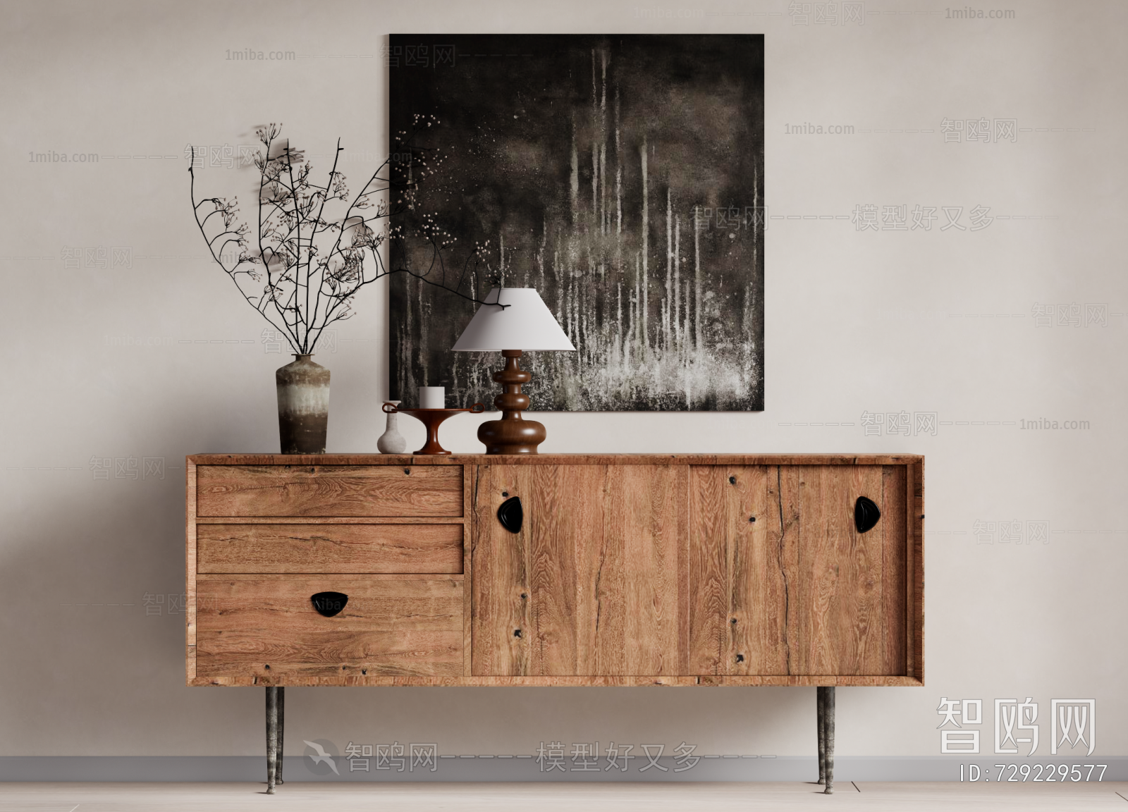 Wabi-sabi Style Side Cabinet