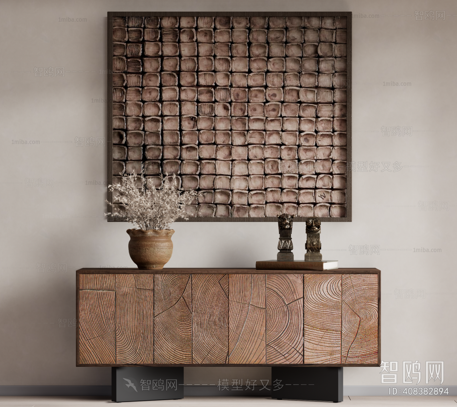 Wabi-sabi Style Side Cabinet