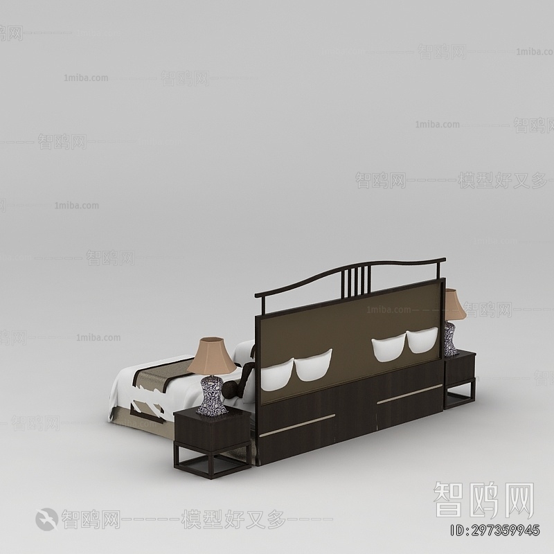 New Chinese Style Single Bed
