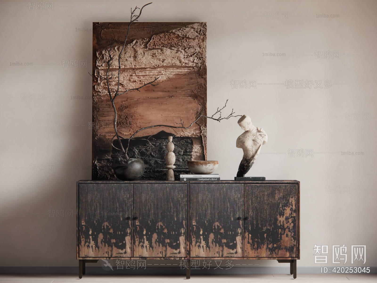 Wabi-sabi Style Side Cabinet