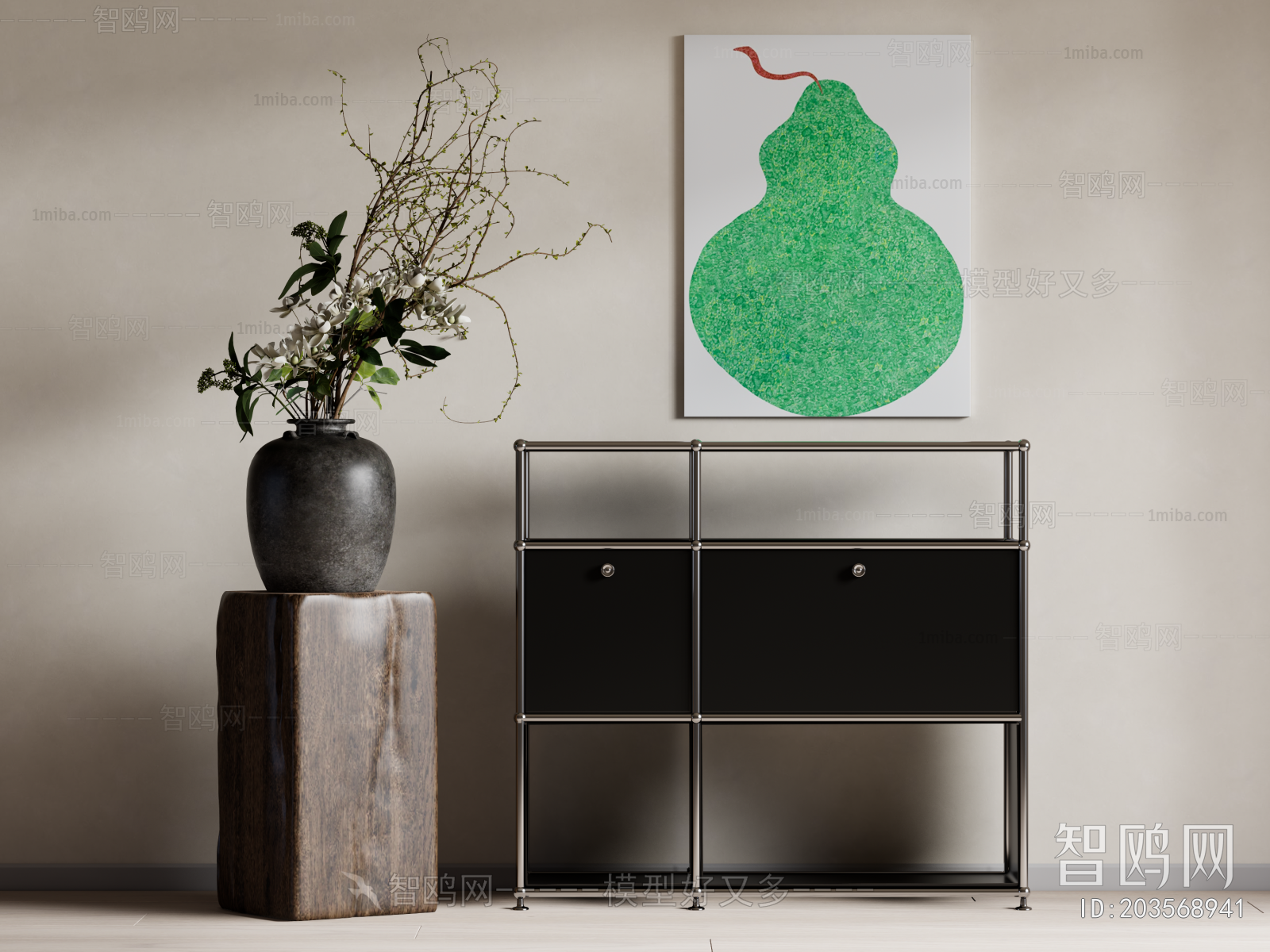 Wabi-sabi Style Side Cabinet