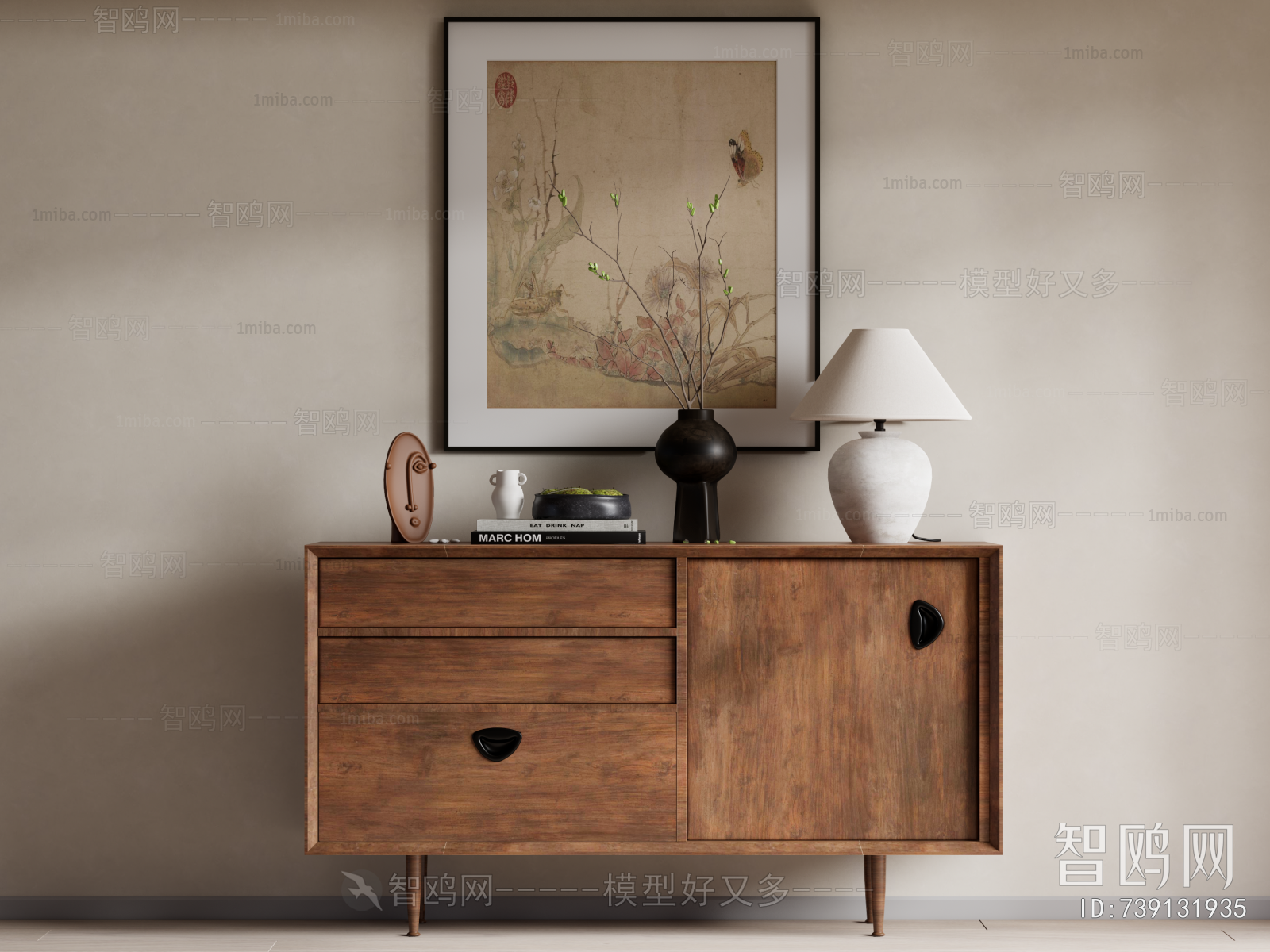 Wabi-sabi Style Side Cabinet