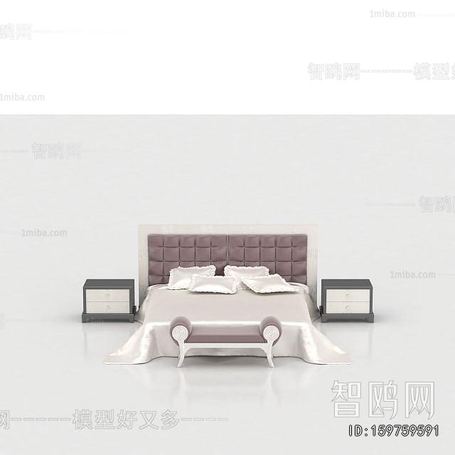 Simple European Style Double Bed