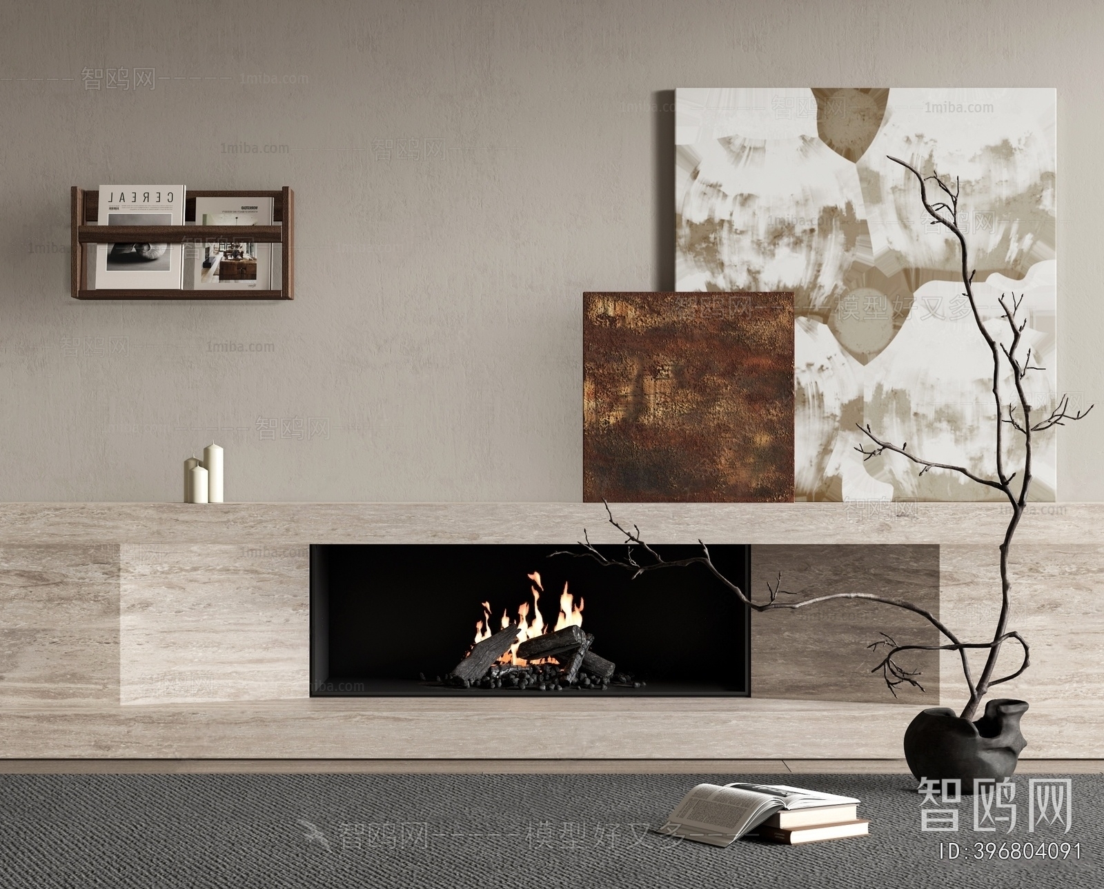 Wabi-sabi Style Fireplace