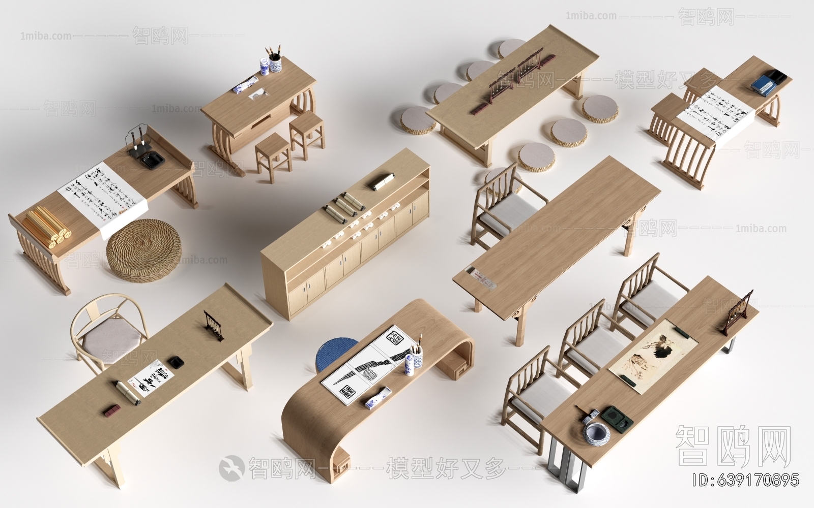 New Chinese Style Computer Desk And Chair