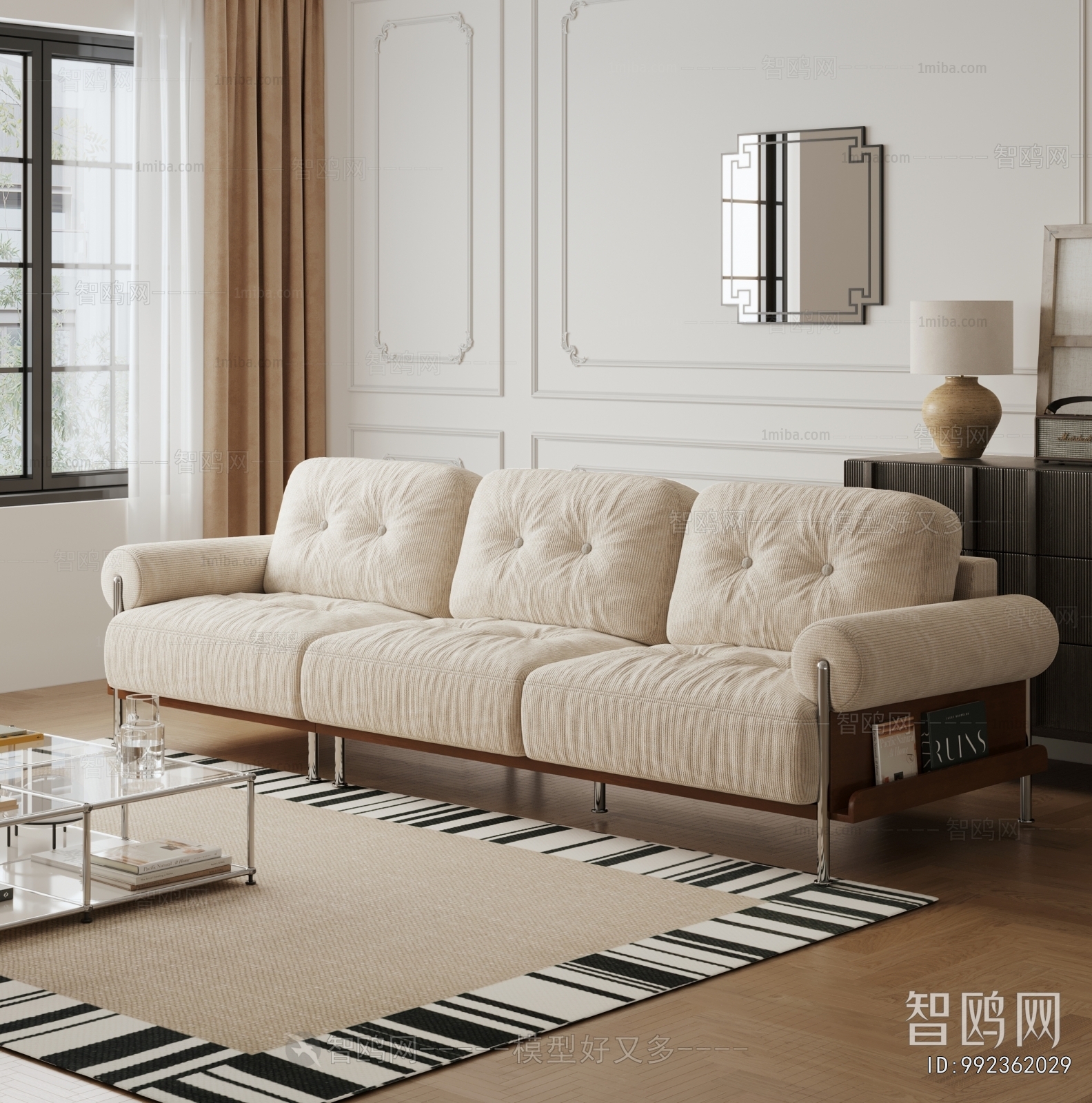 French Style Three-seat Sofa