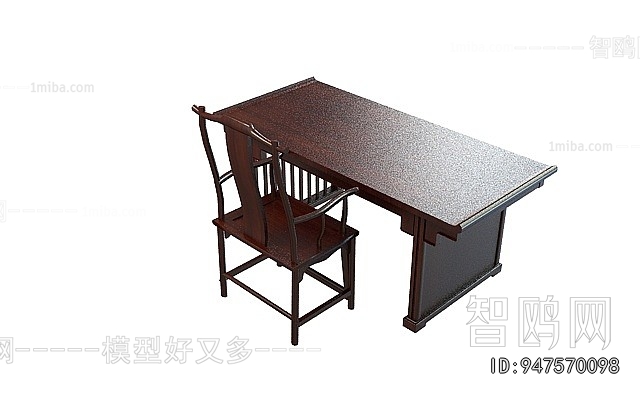 New Chinese Style Computer Desk And Chair