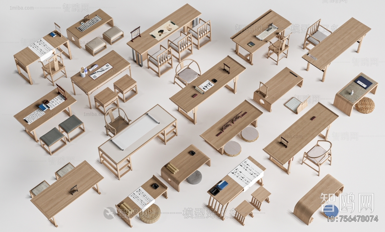 New Chinese Style Computer Desk And Chair