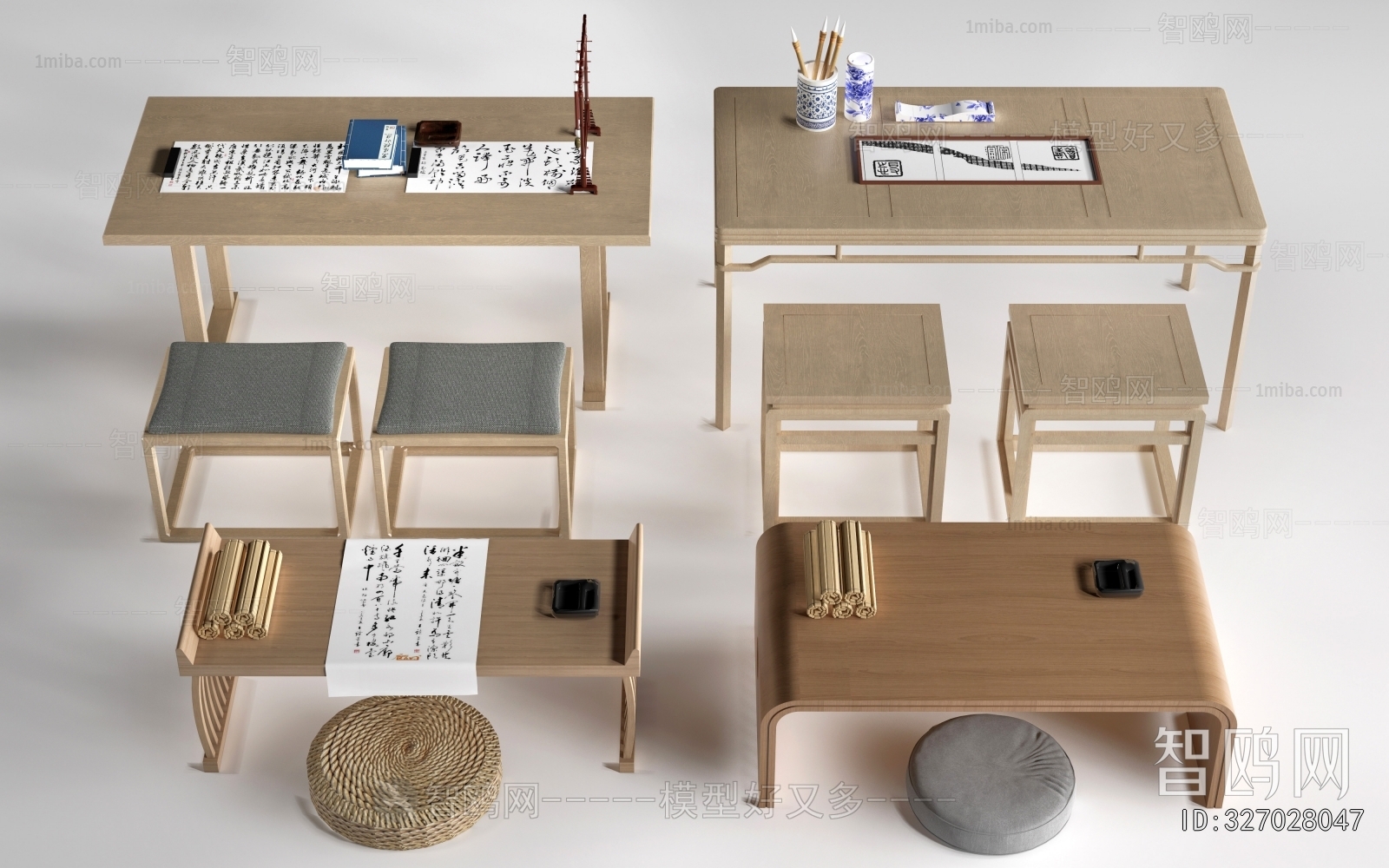 New Chinese Style Computer Desk And Chair