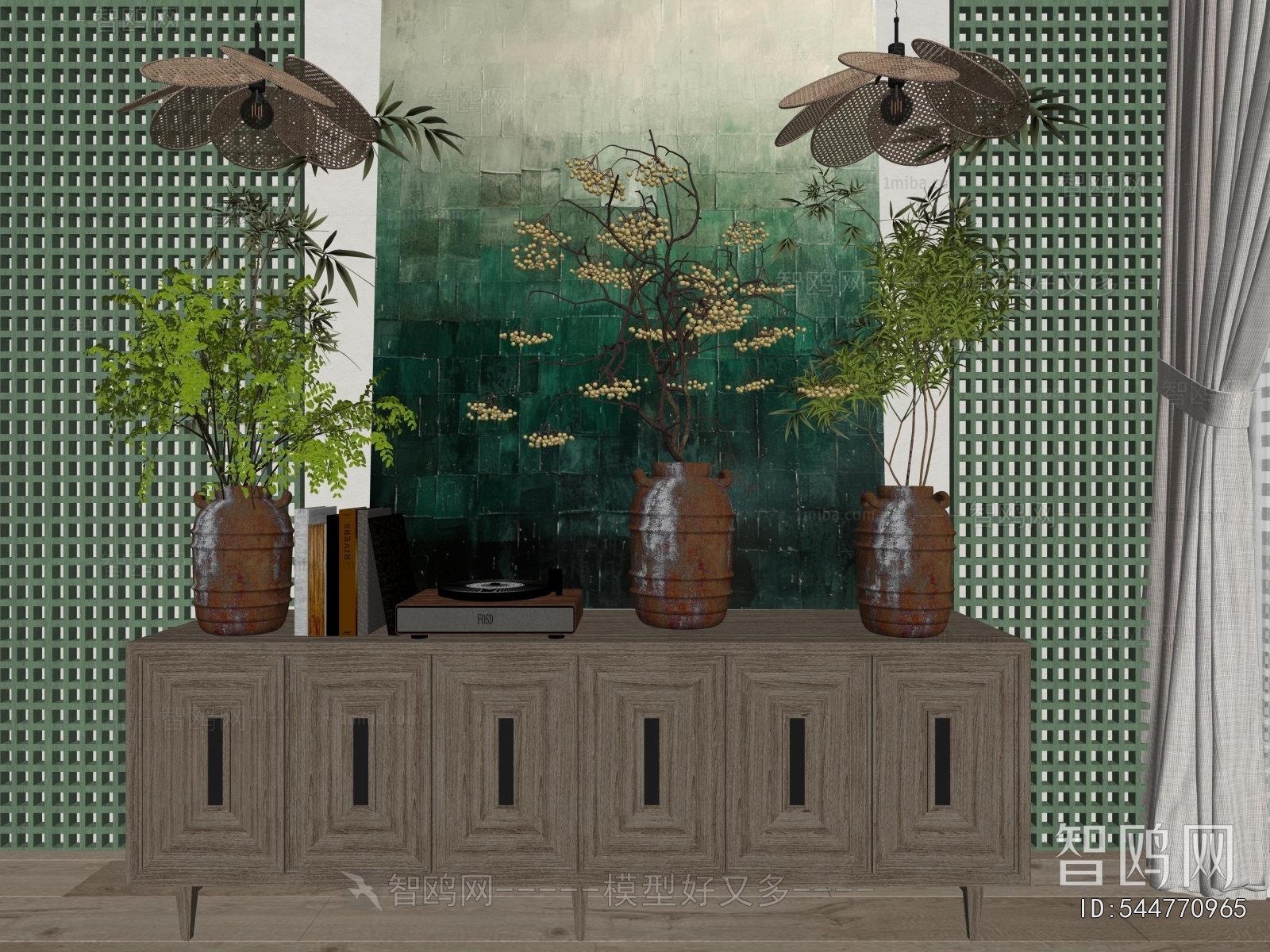 Wabi-sabi Style Potted Green Plant