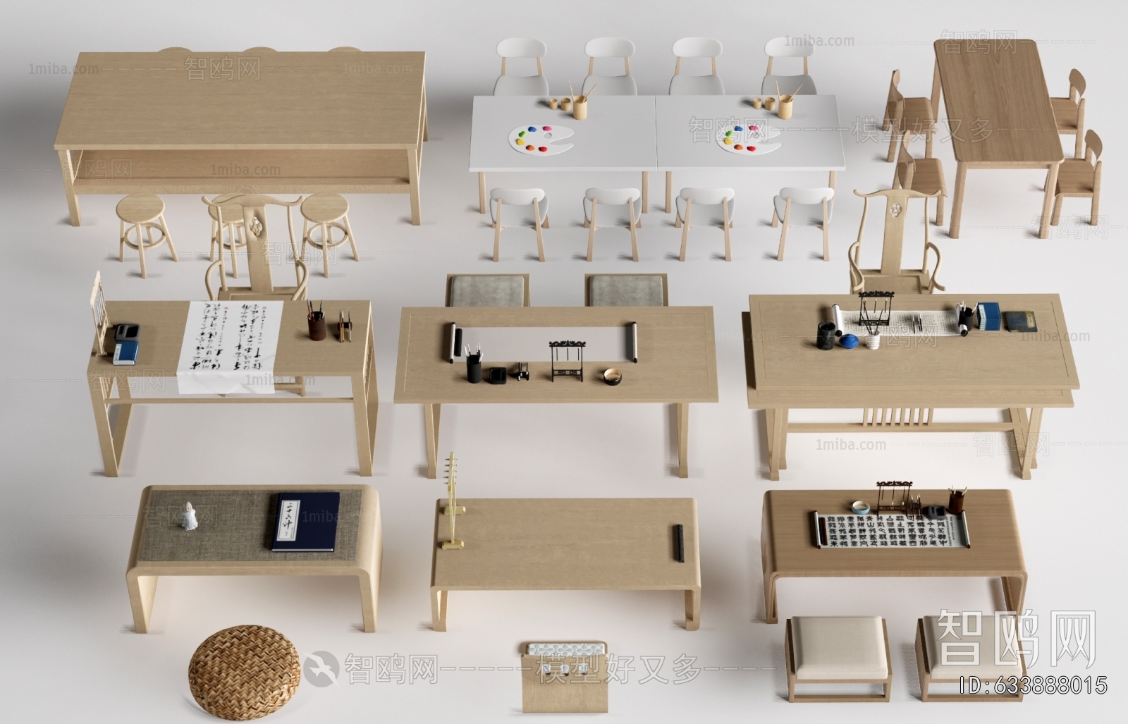 New Chinese Style Computer Desk And Chair