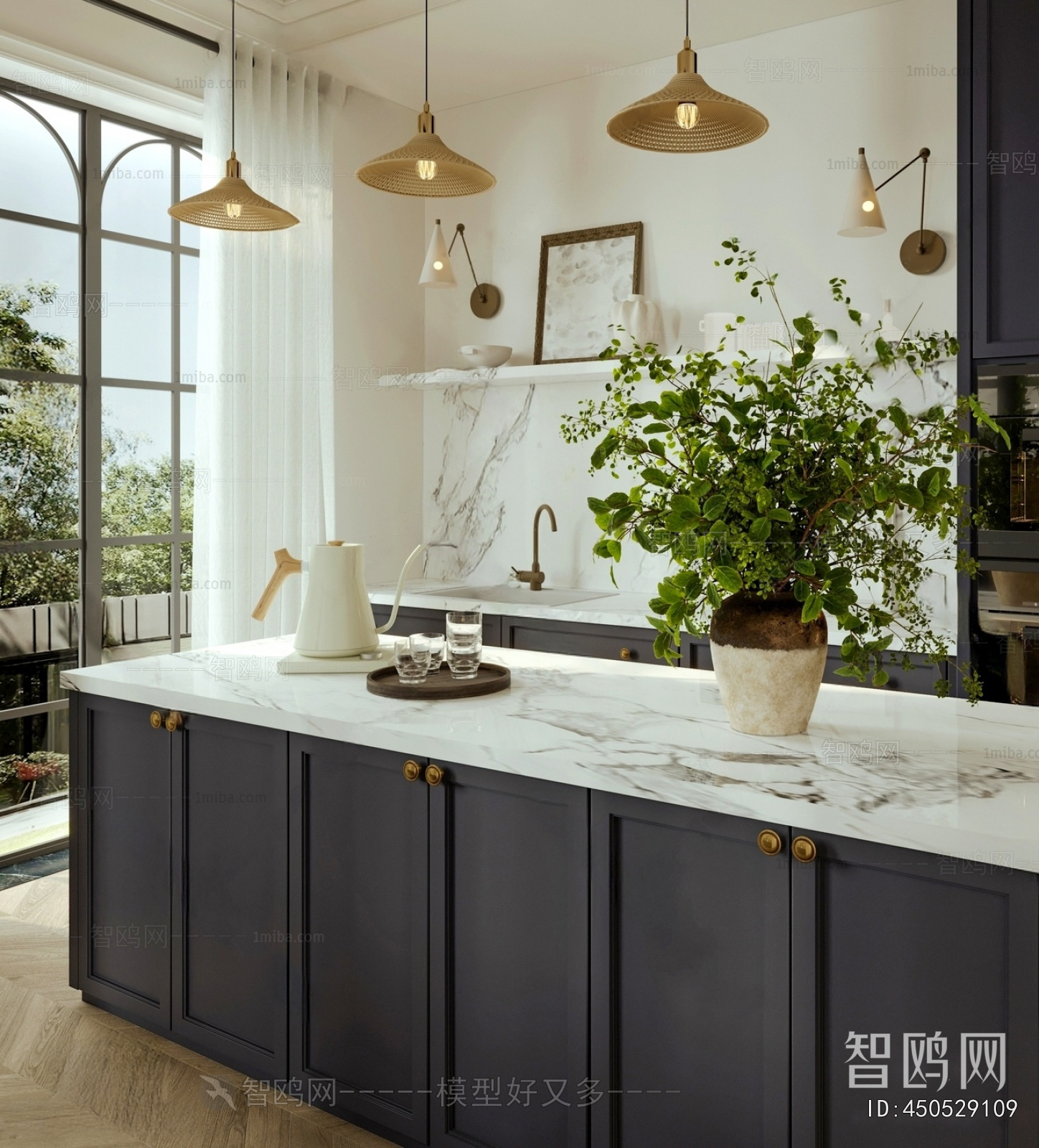 Modern Potted Green Plant