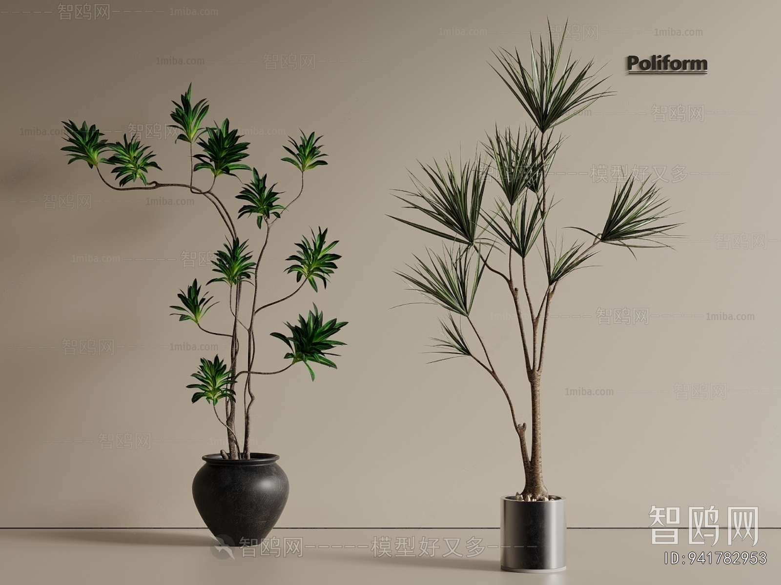 Modern Potted Green Plant