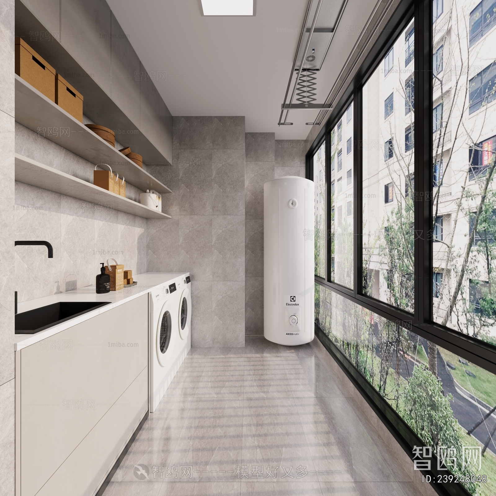Modern Balcony Laundry Room