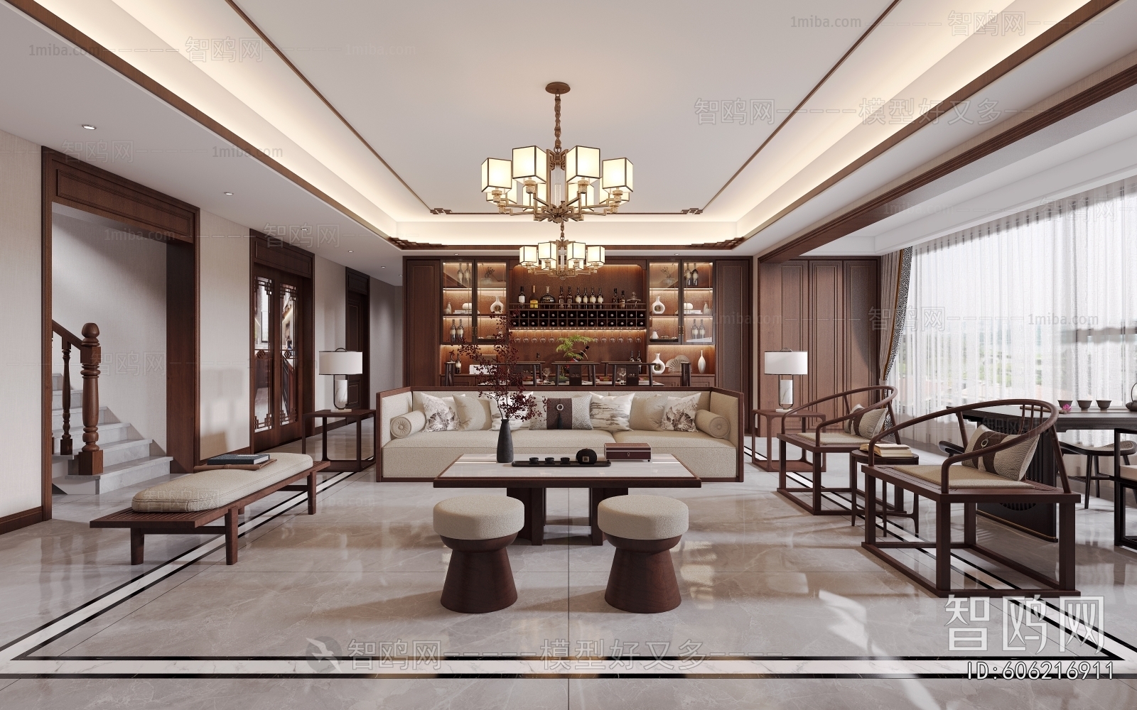 New Chinese Style A Living Room