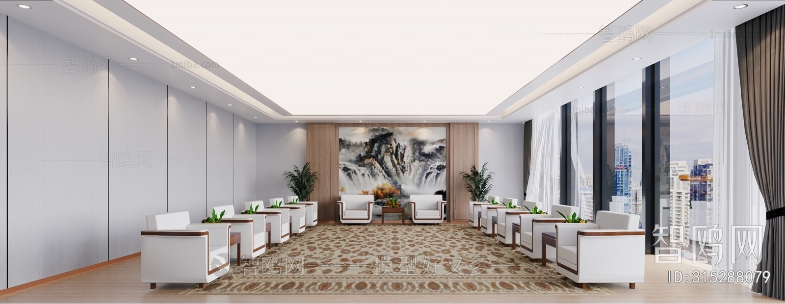 New Chinese Style Office Living Room