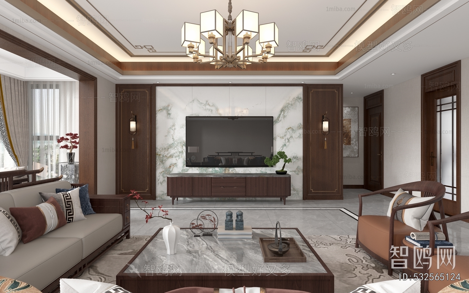 New Chinese Style A Living Room