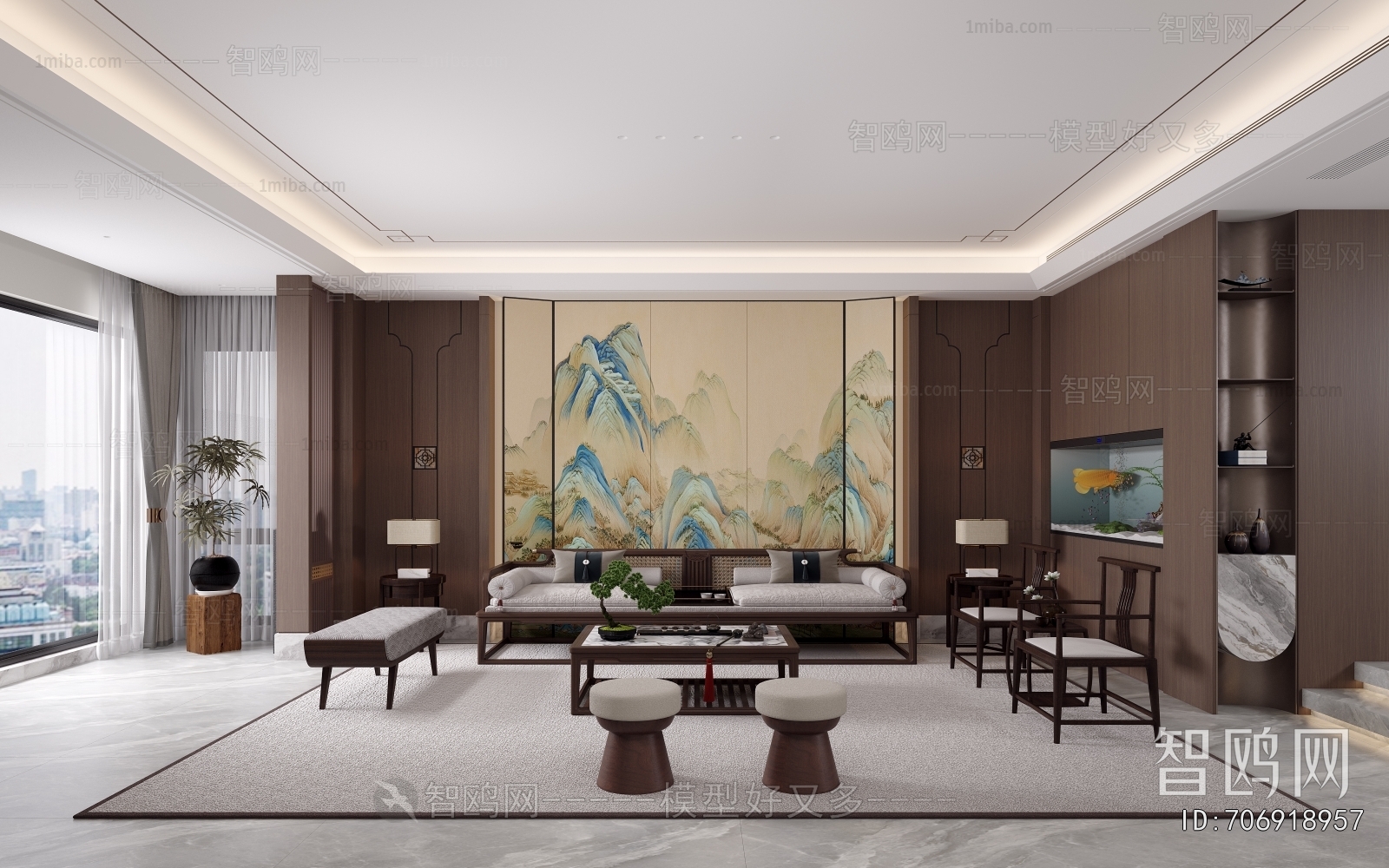 New Chinese Style A Living Room