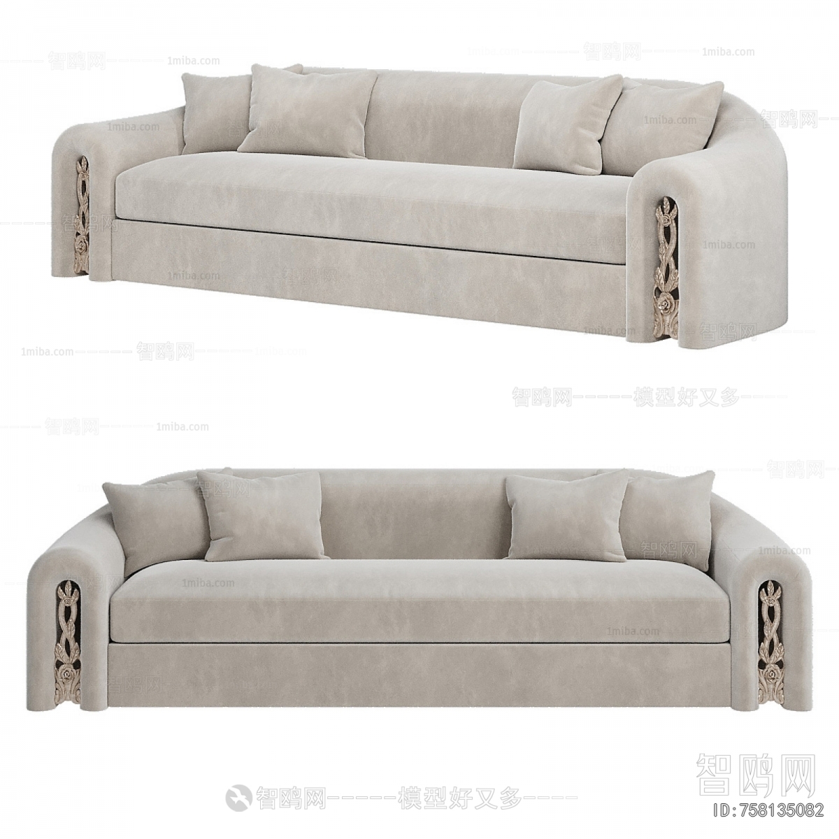 French Style Three-seat Sofa
