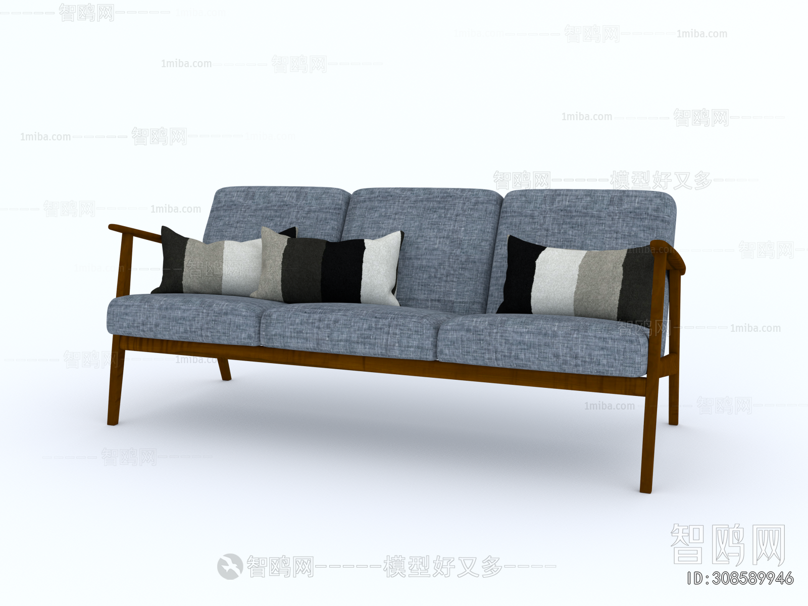 New Chinese Style Three-seat Sofa
