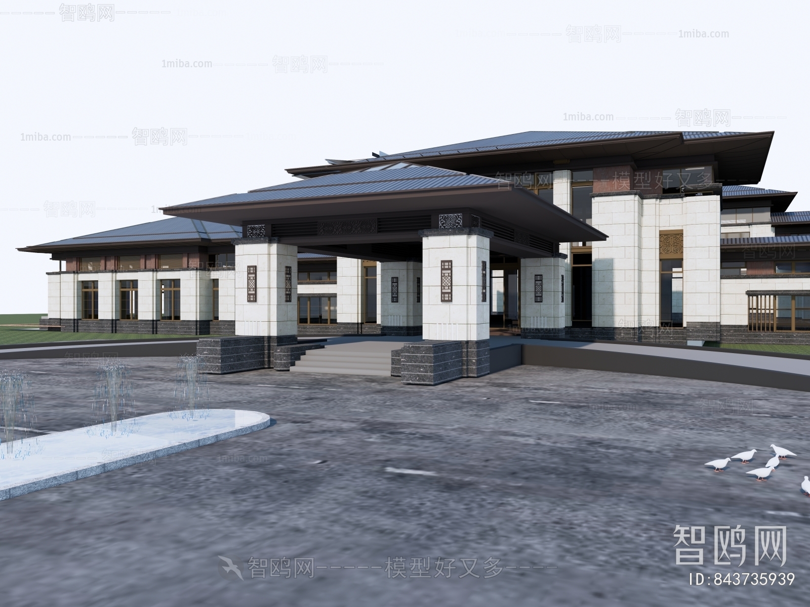 New Chinese Style Appearance Of Commercial Building