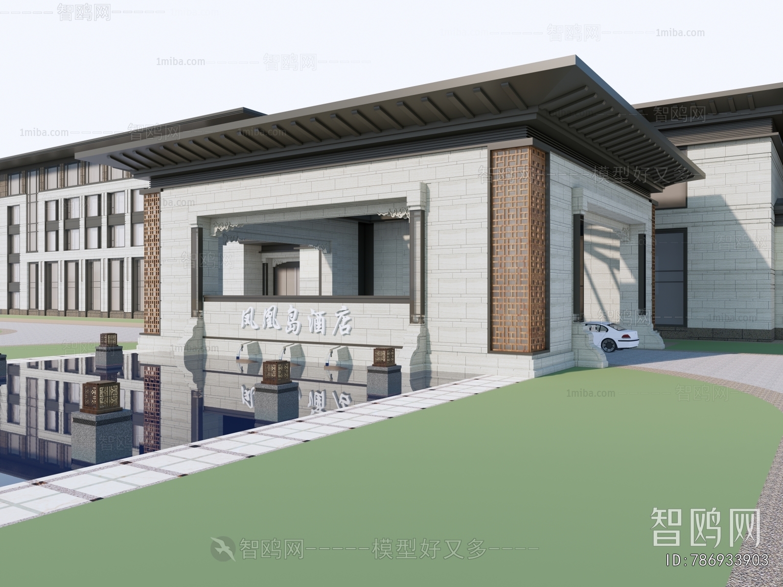 New Chinese Style Appearance Of Commercial Building