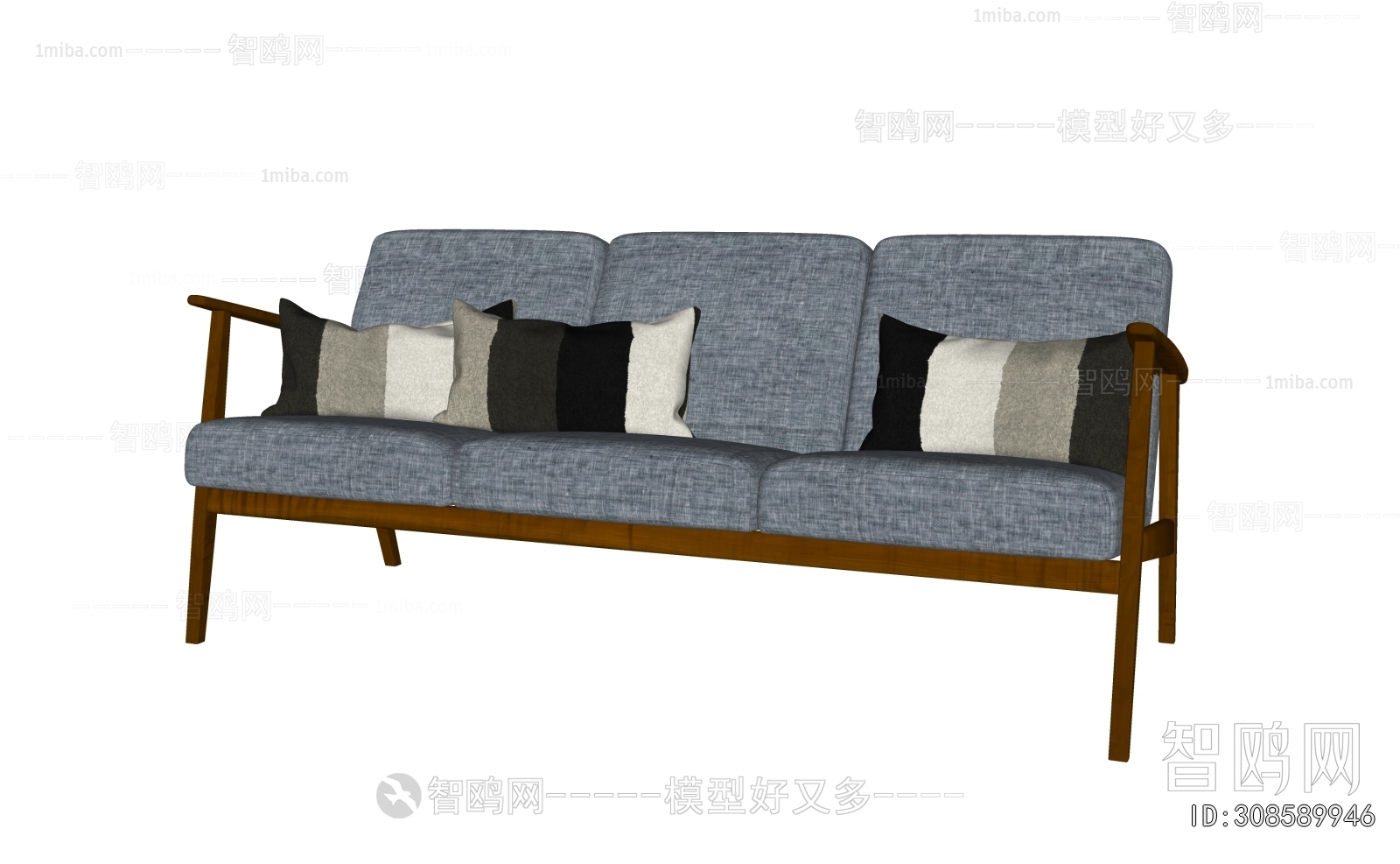 New Chinese Style Three-seat Sofa
