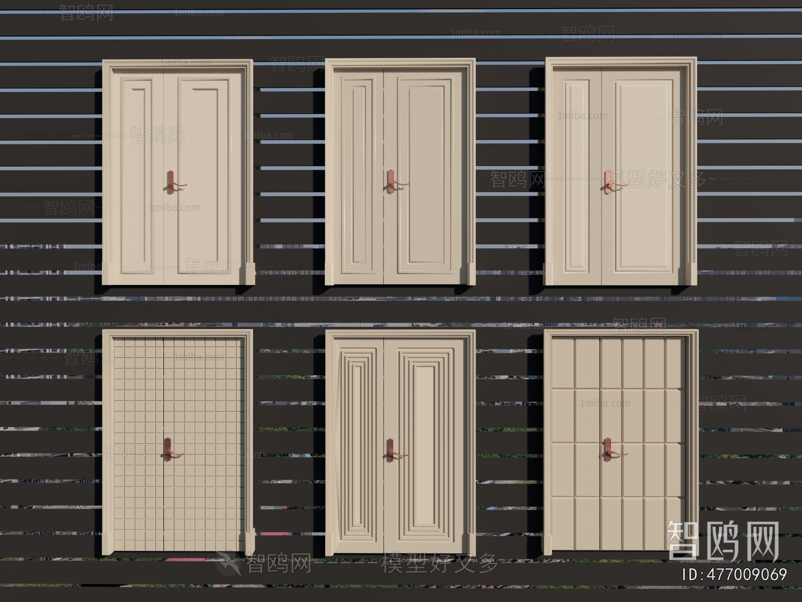 Simple European Style Unequal Double Door