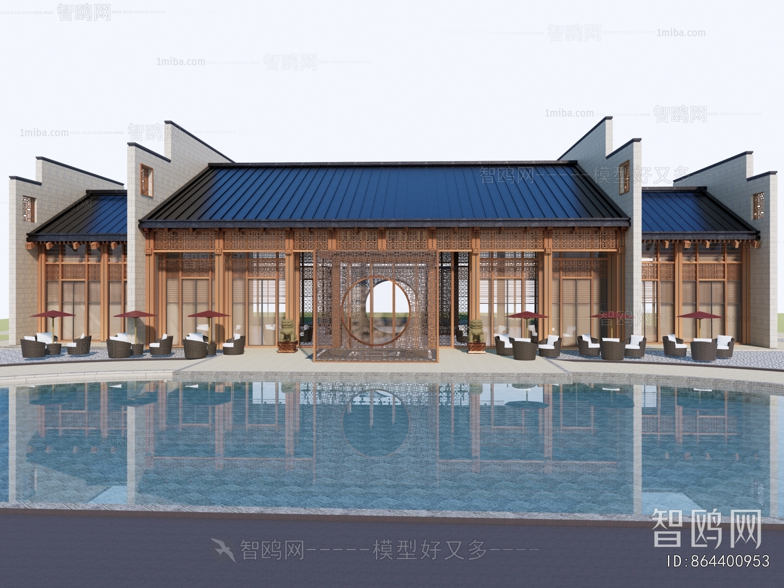 New Chinese Style Appearance Of Commercial Building