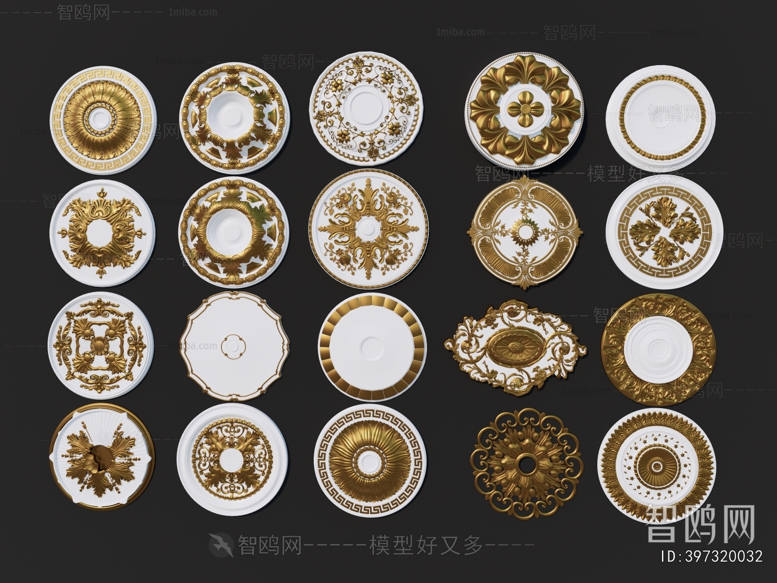 European Style Plaster Carved Top Plate