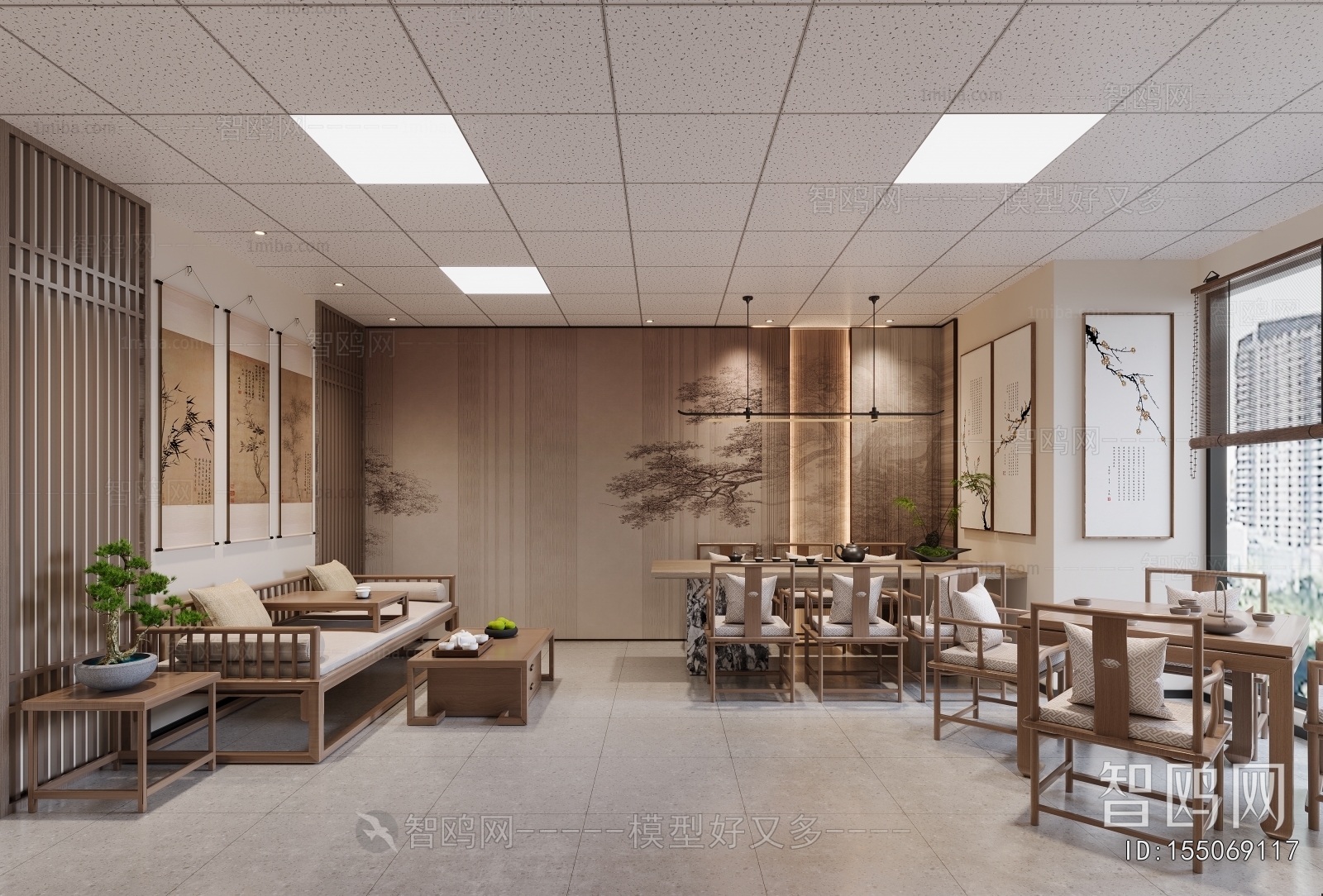 New Chinese Style Office Living Room