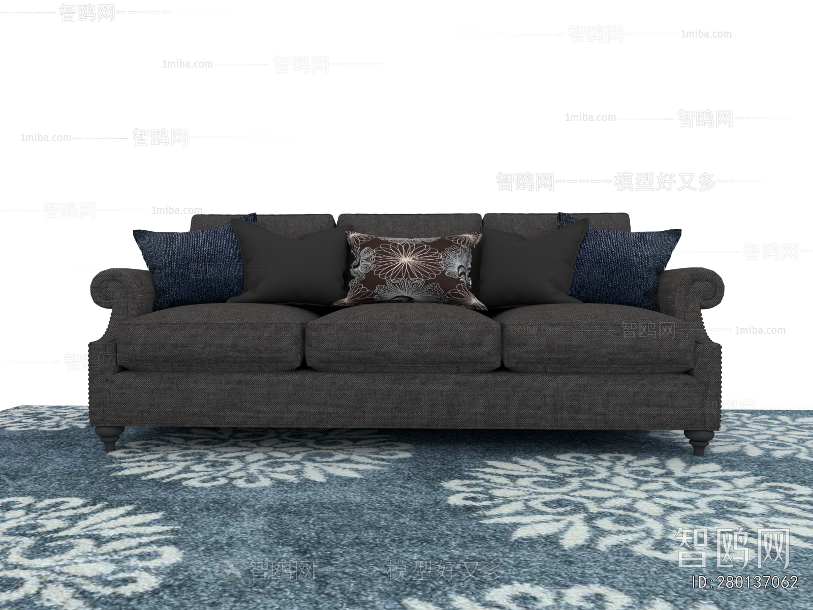 Simple European Style Three-seat Sofa