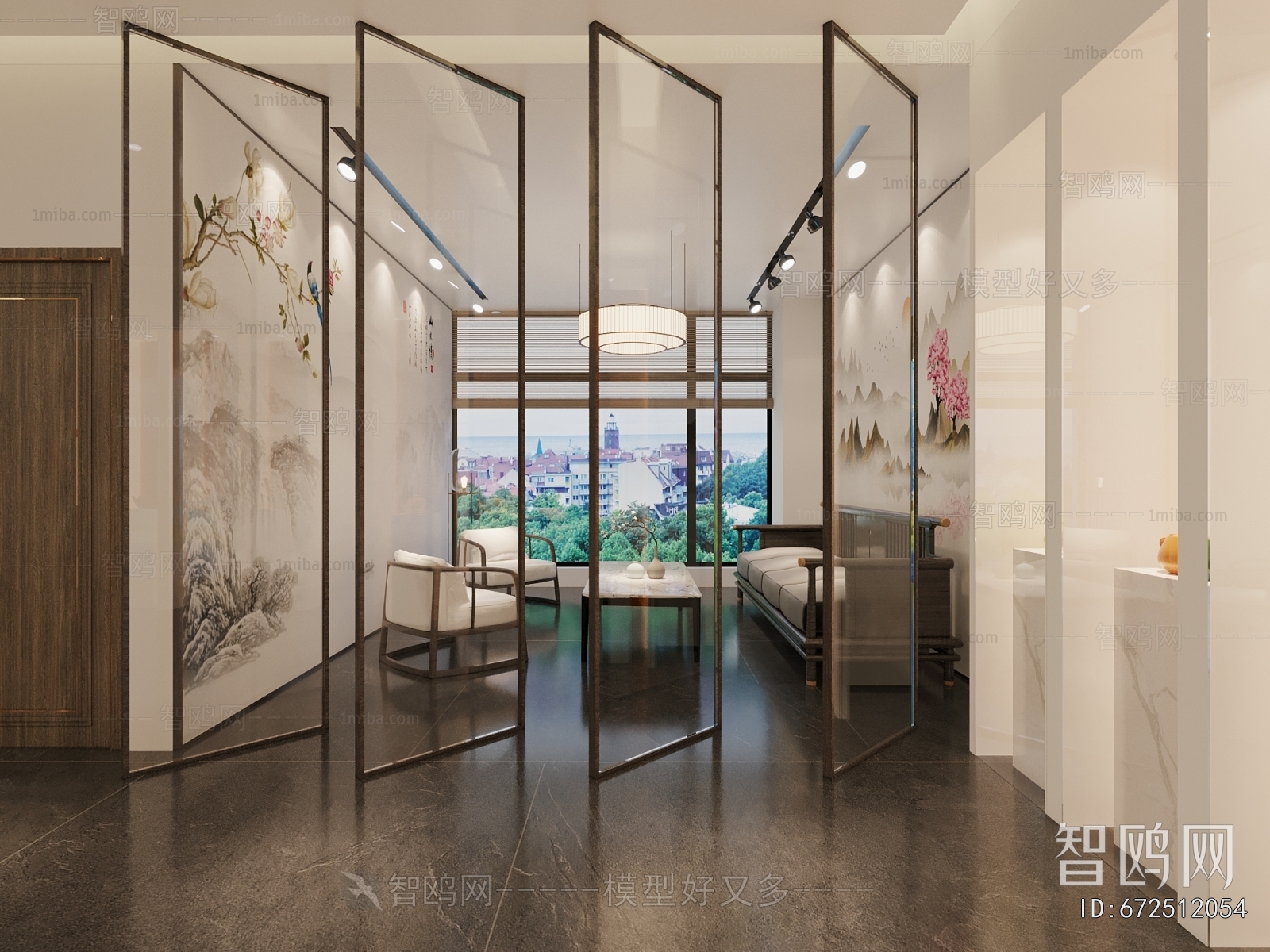 New Chinese Style Office Living Room