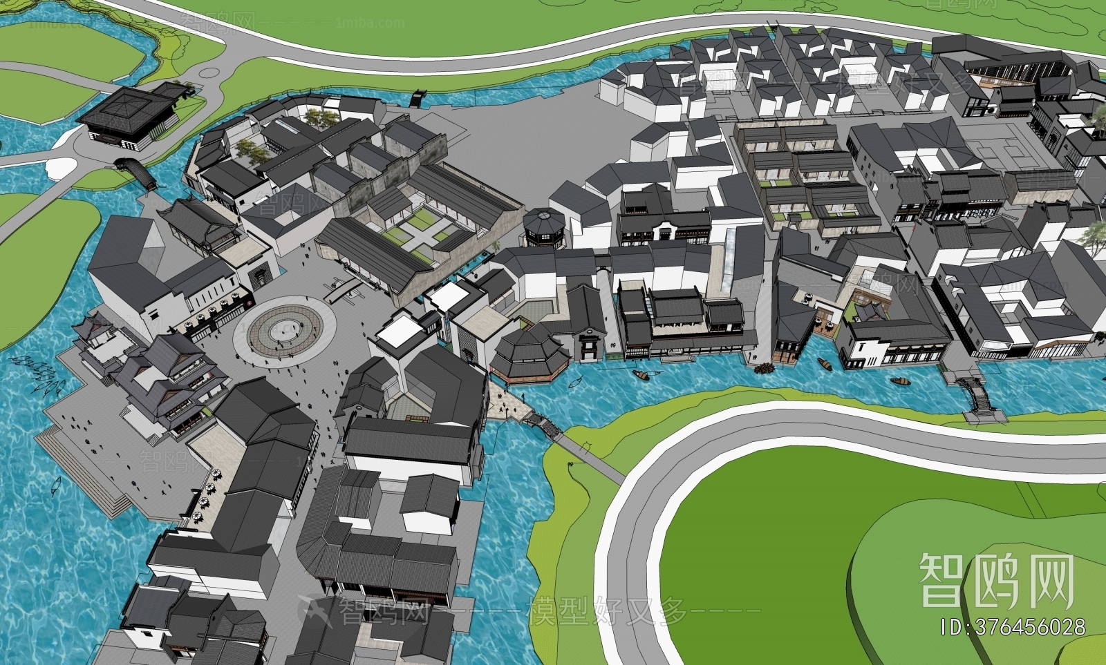 New Chinese Style Architectural Bird's-eye View Planning