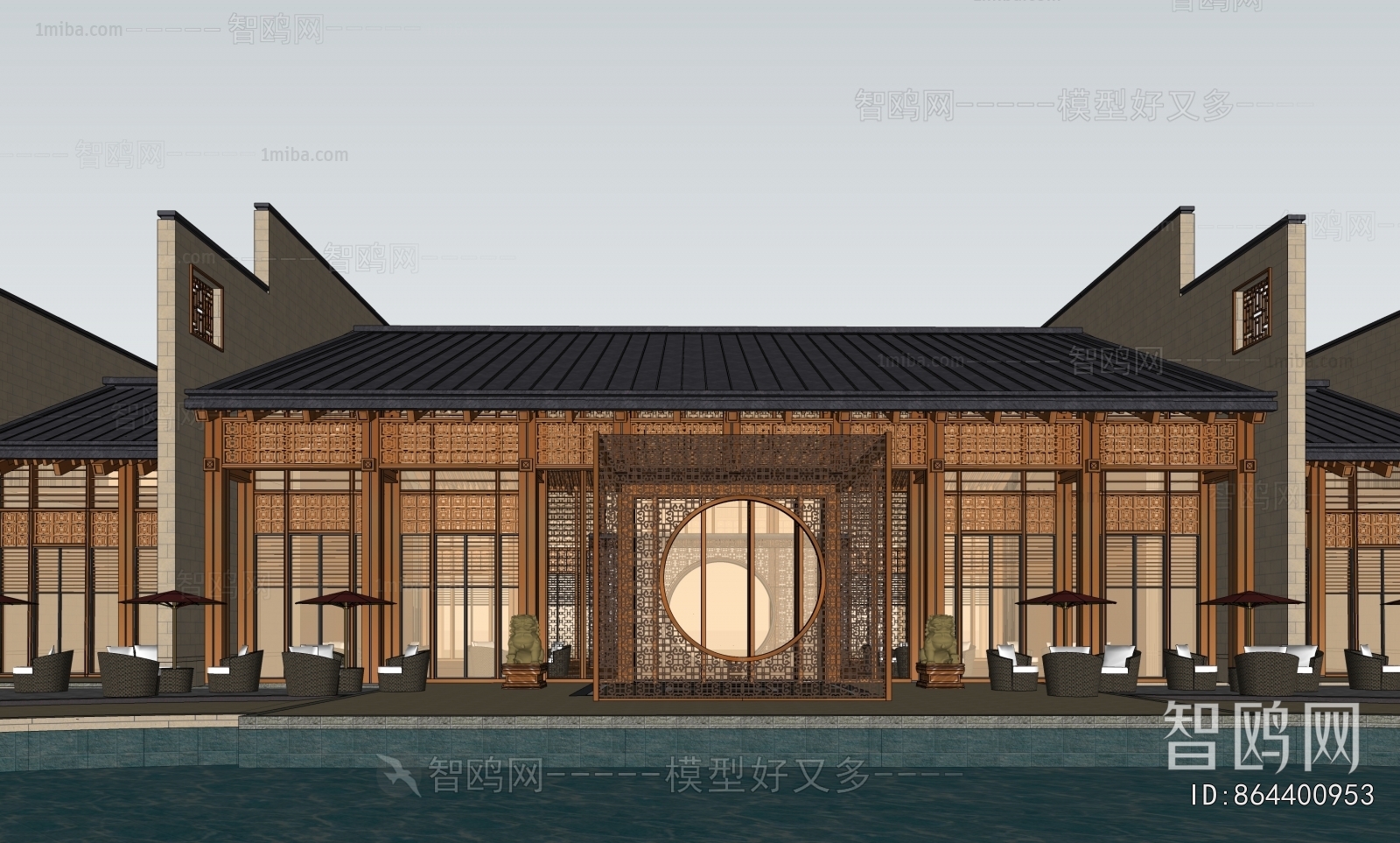 New Chinese Style Appearance Of Commercial Building