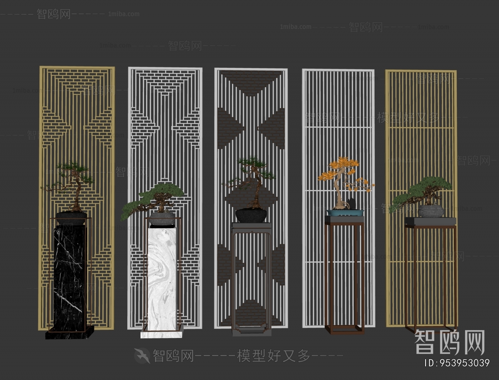 New Chinese Style Metal Screen Partition