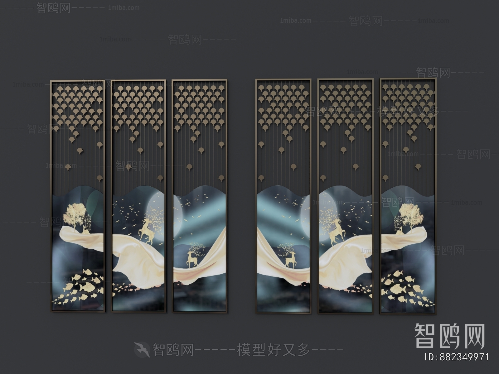 New Chinese Style Metal Screen Partition