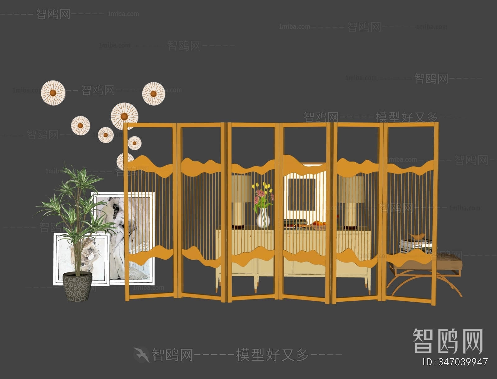 New Chinese Style Metal Screen Partition