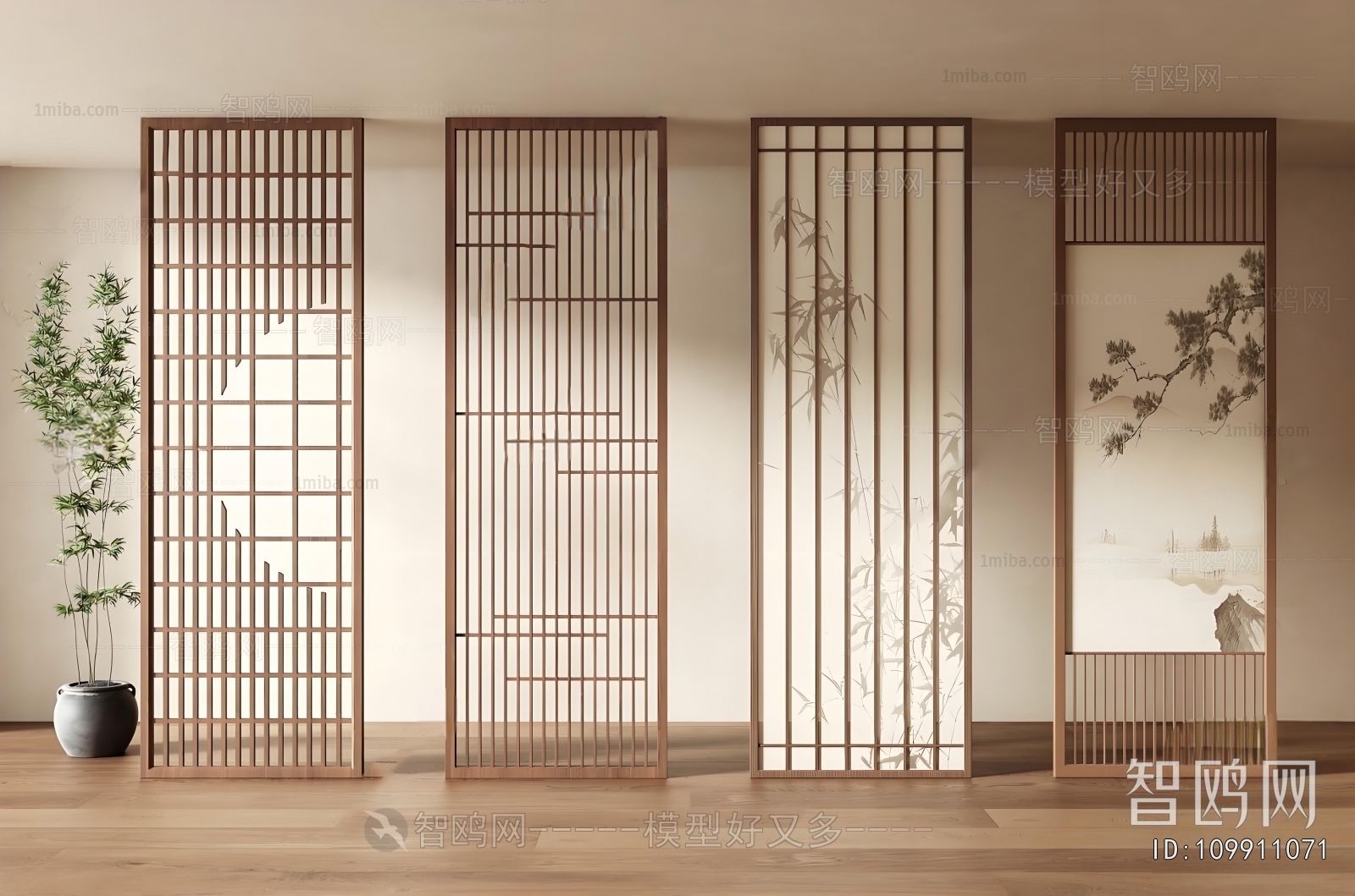 New Chinese Style Wooden Screen Partition