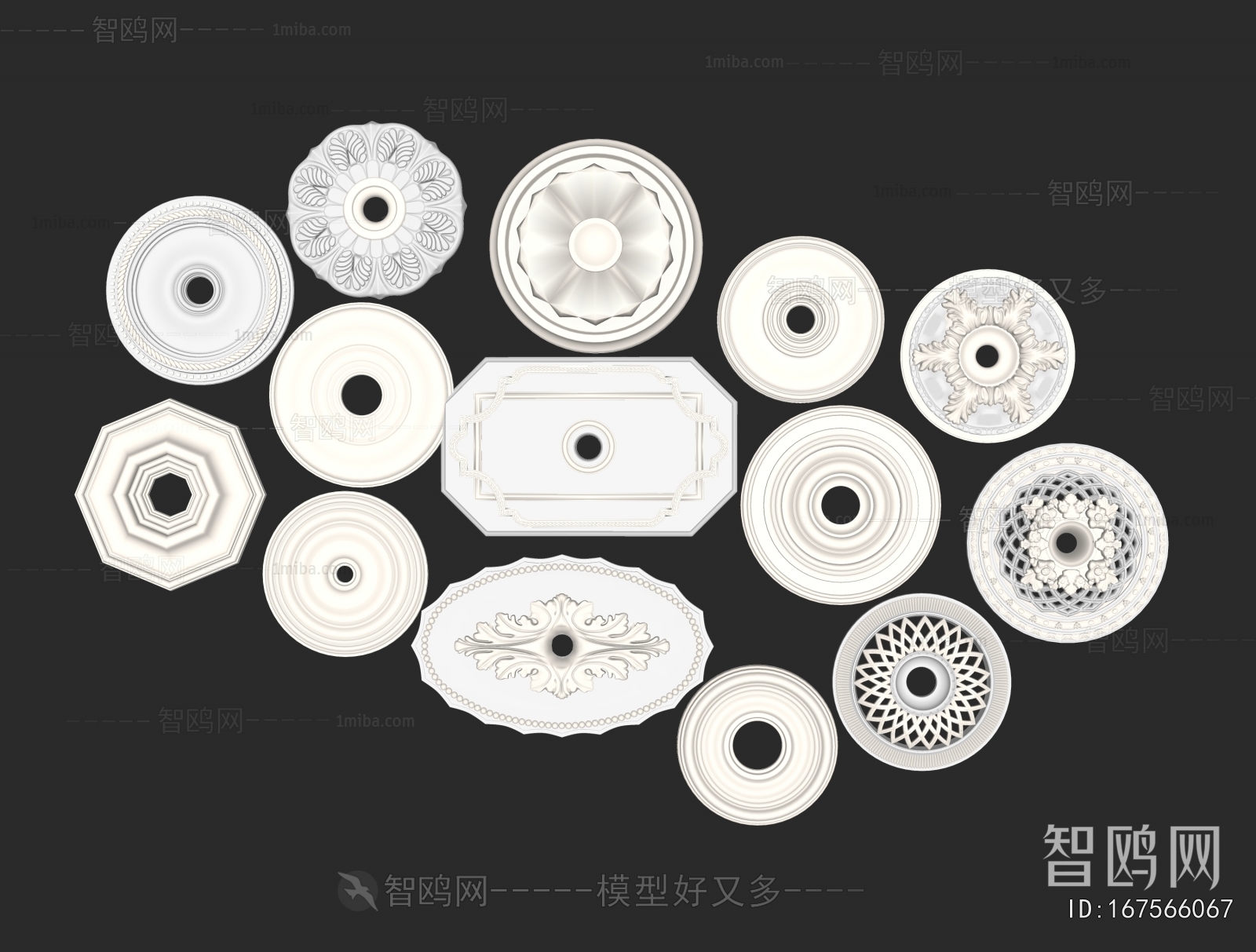 European Style Plaster Carved Top Plate