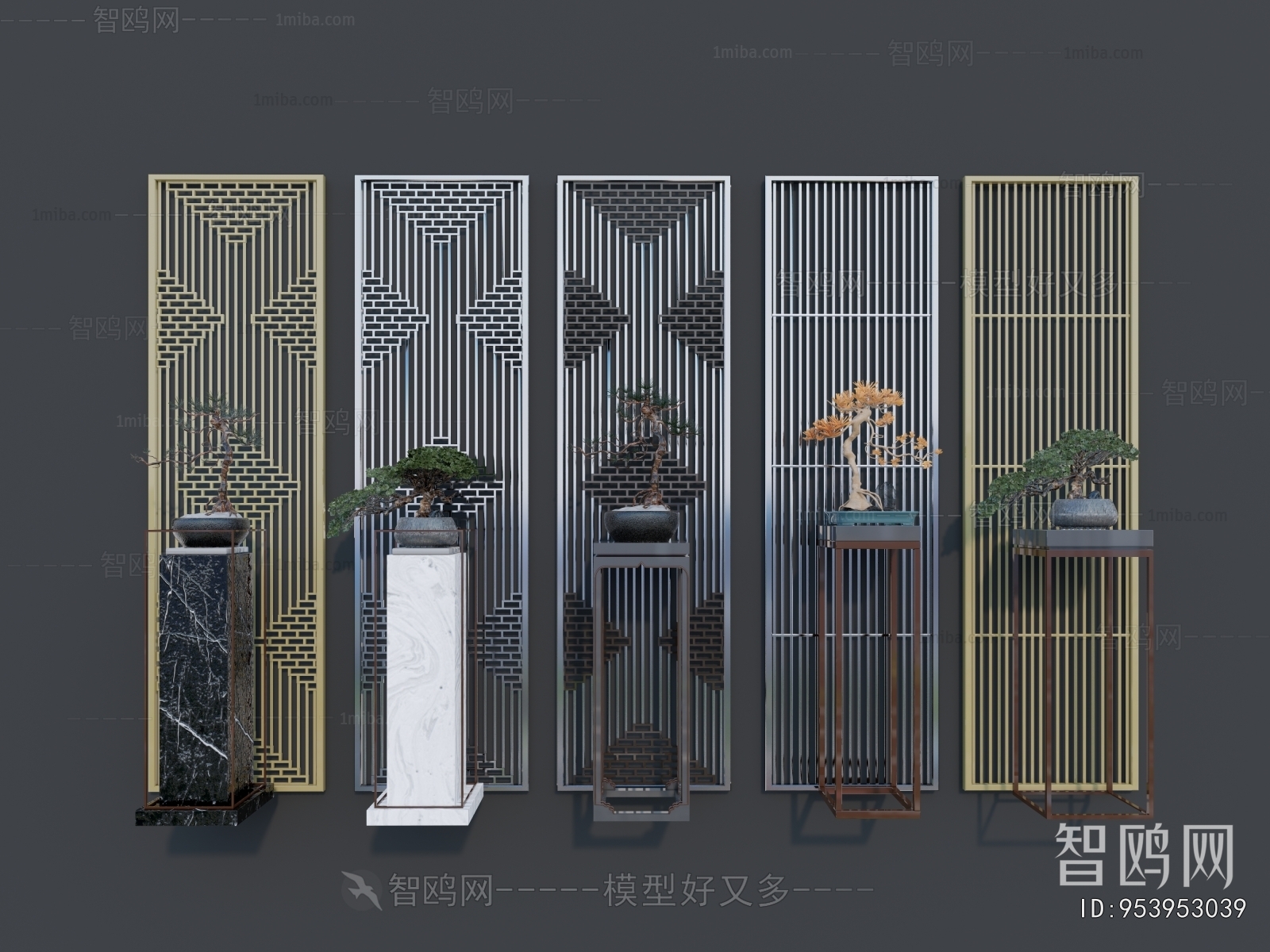 New Chinese Style Metal Screen Partition