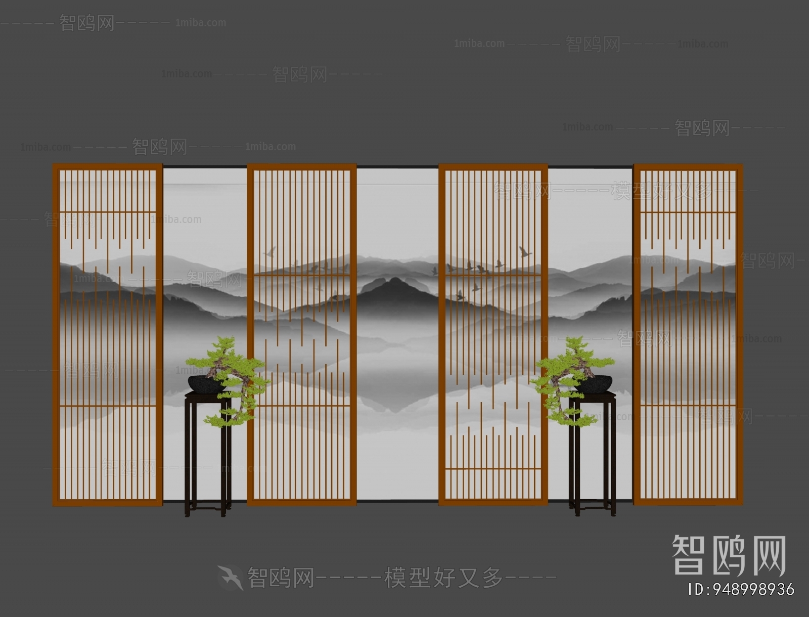 New Chinese Style Metal Screen Partition