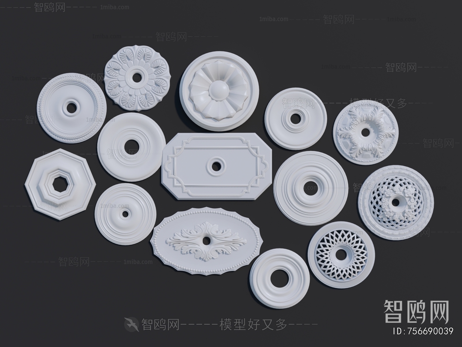 European Style Plaster Carved Top Plate