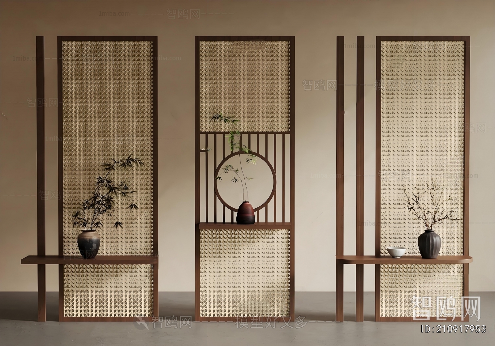 New Chinese Style Wooden Screen Partition