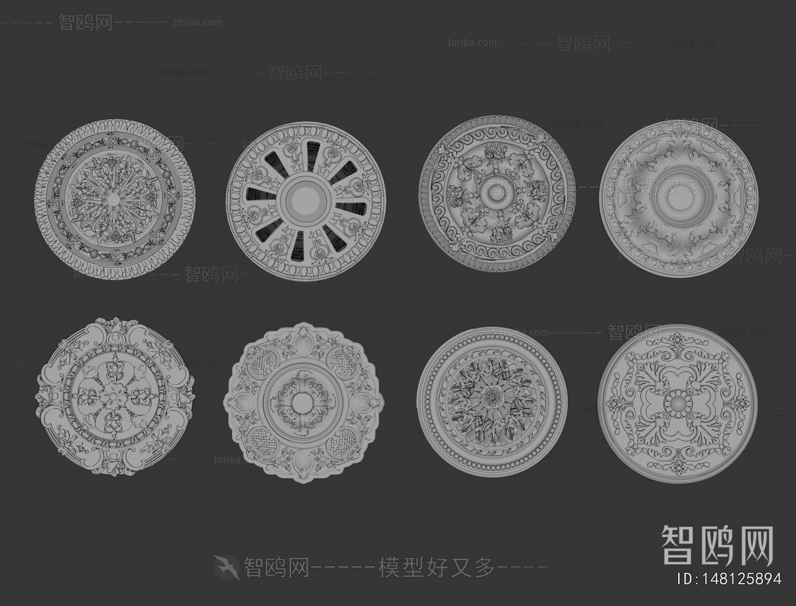 European Style Plaster Carved Top Plate