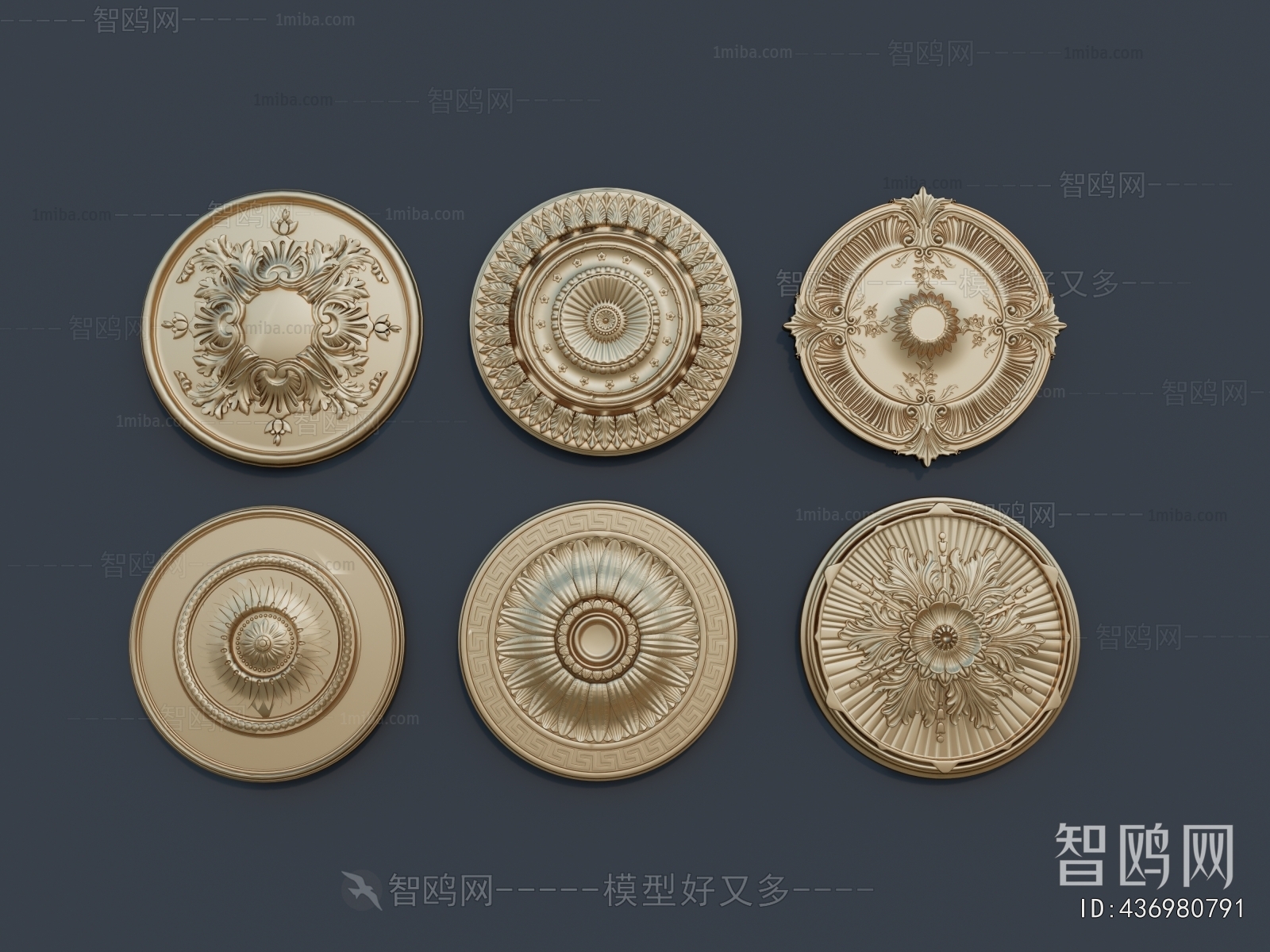 European Style Plaster Carved Top Plate